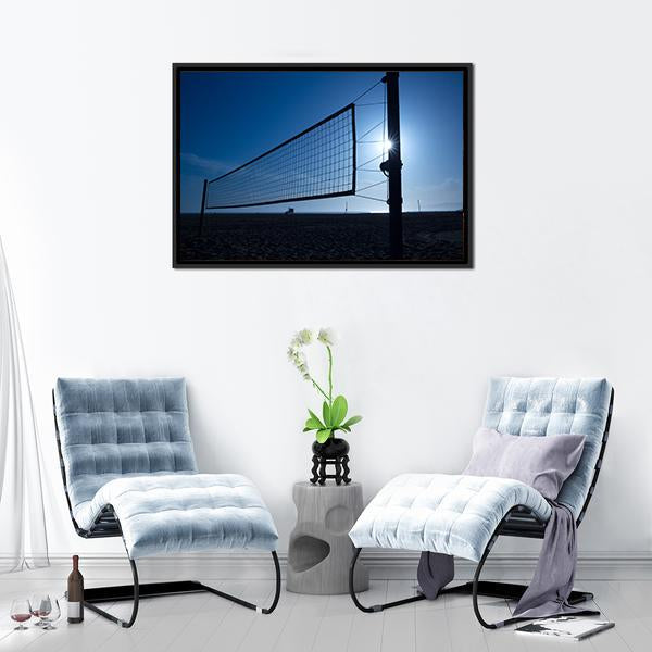Volleyball Net On Beach Canvas Wall Art-3 Horizontal-Gallery Wrap-25&quot; x 16&quot;-Tiaracle