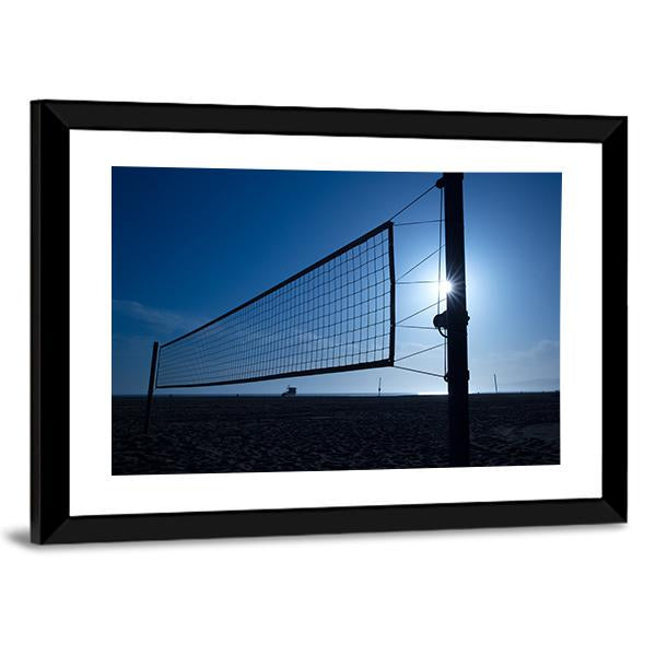 Volleyball Net On Beach Canvas Wall Art-3 Horizontal-Gallery Wrap-25&quot; x 16&quot;-Tiaracle