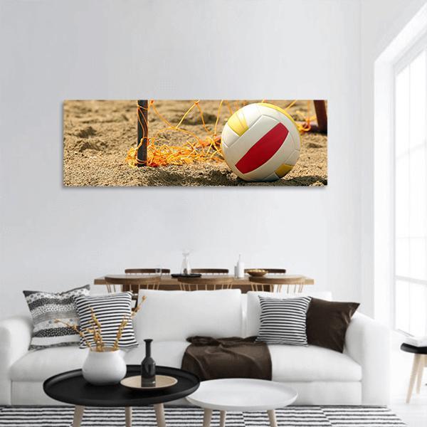 Volleyball On Beach Panoramic Canvas Wall Art-1 Piece-36" x 12"-Tiaracle