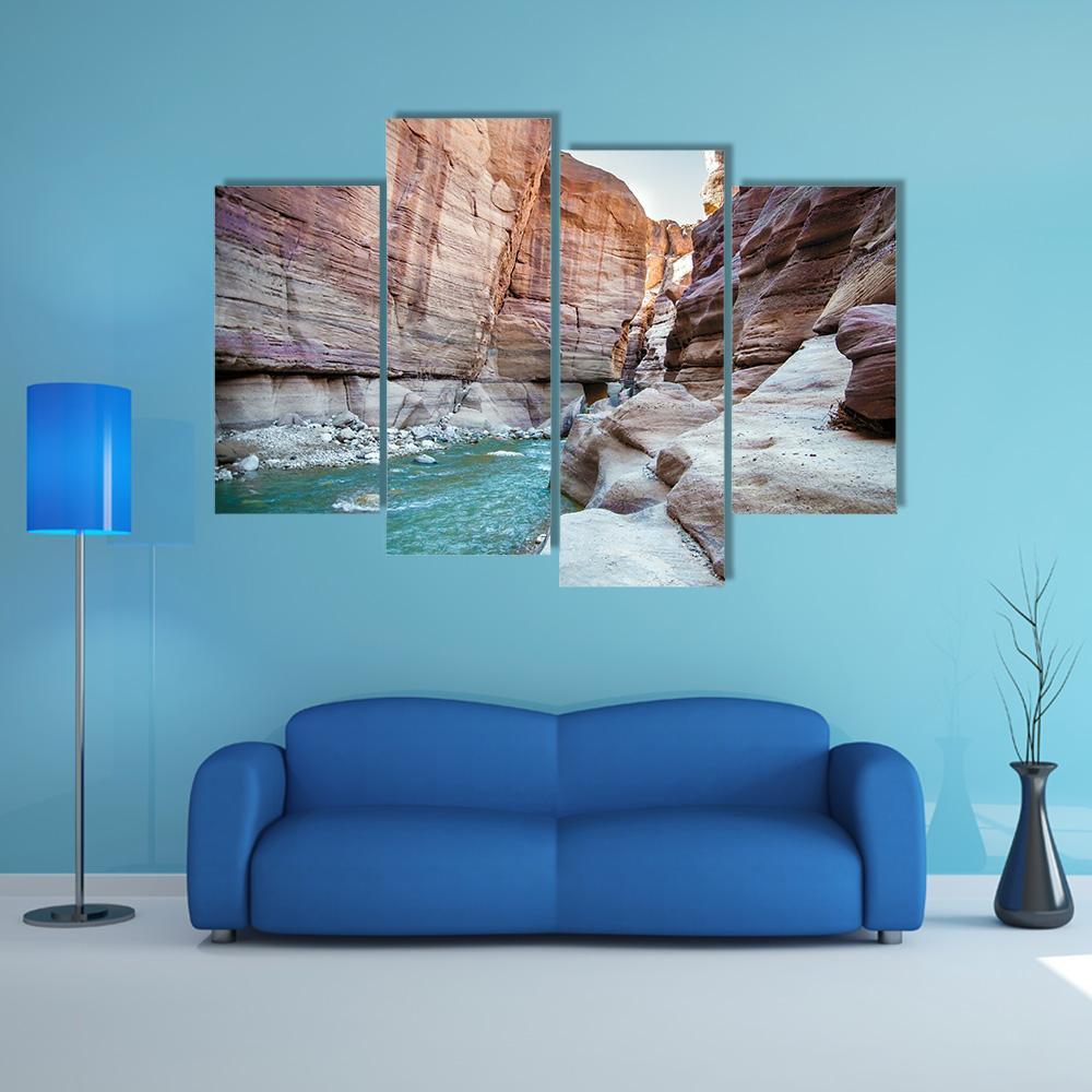 Wadi Hasa Creek Jordan Canvas Wall Art-4 Pop-Gallery Wrap-50" x 32"-Tiaracle