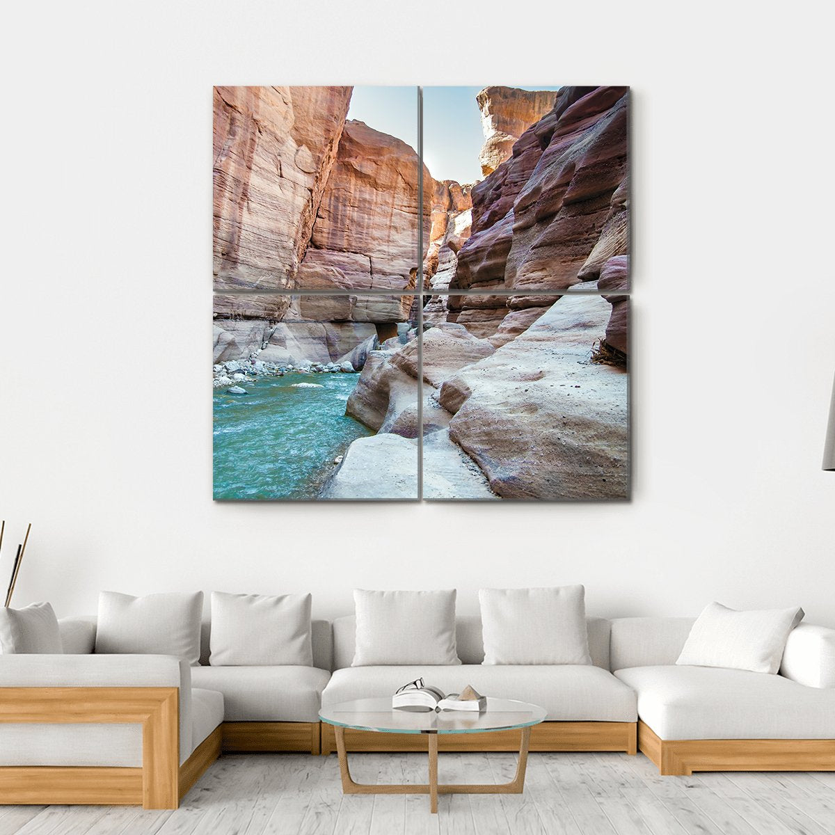 Wadi Hasa Creek Jordan Canvas Wall Art-4 Square-Gallery Wrap-17" x 17"-Tiaracle