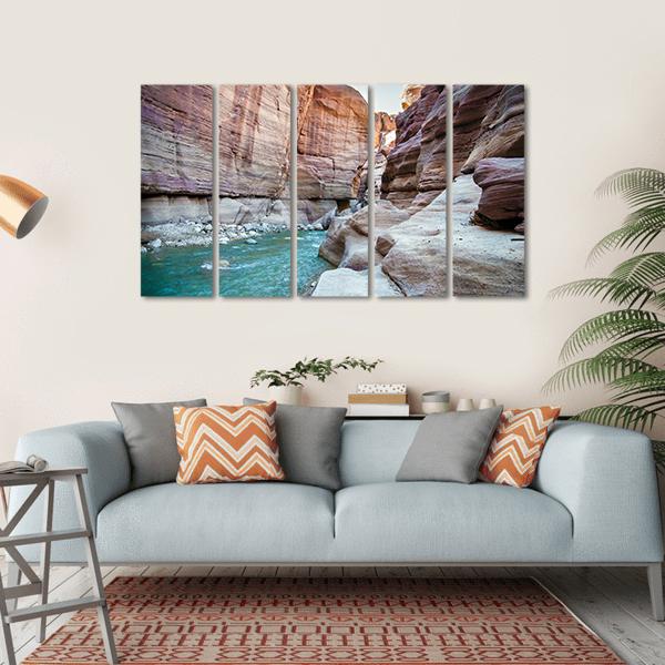 Wadi Hasa Creek Jordan Canvas Wall Art-5 Horizontal-Gallery Wrap-22" x 12"-Tiaracle