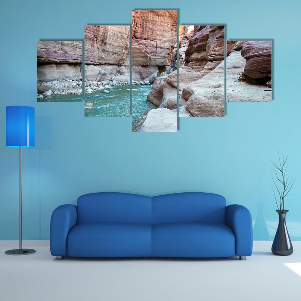Wadi Hasa Creek Jordan Canvas Wall Art-3 Horizontal-Gallery Wrap-37" x 24"-Tiaracle