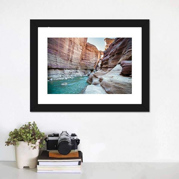 Wadi Hasa Creek Jordan Canvas Wall Art-1 Piece-Framed Print-20" x 16"-Tiaracle