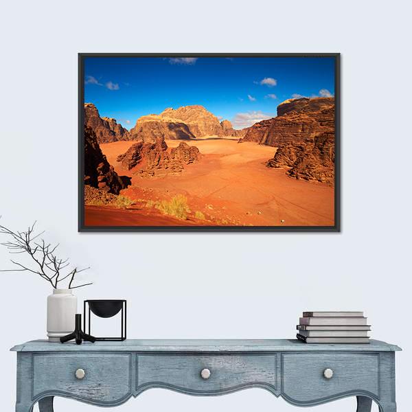 Wadi Rum Desert Jordan Canvas Wall Art-1 Piece-Floating Frame-24" x 16"-Tiaracle