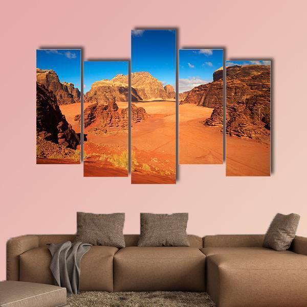 Wadi Rum Desert Jordan Canvas Wall Art-5 Pop-Gallery Wrap-47" x 32"-Tiaracle
