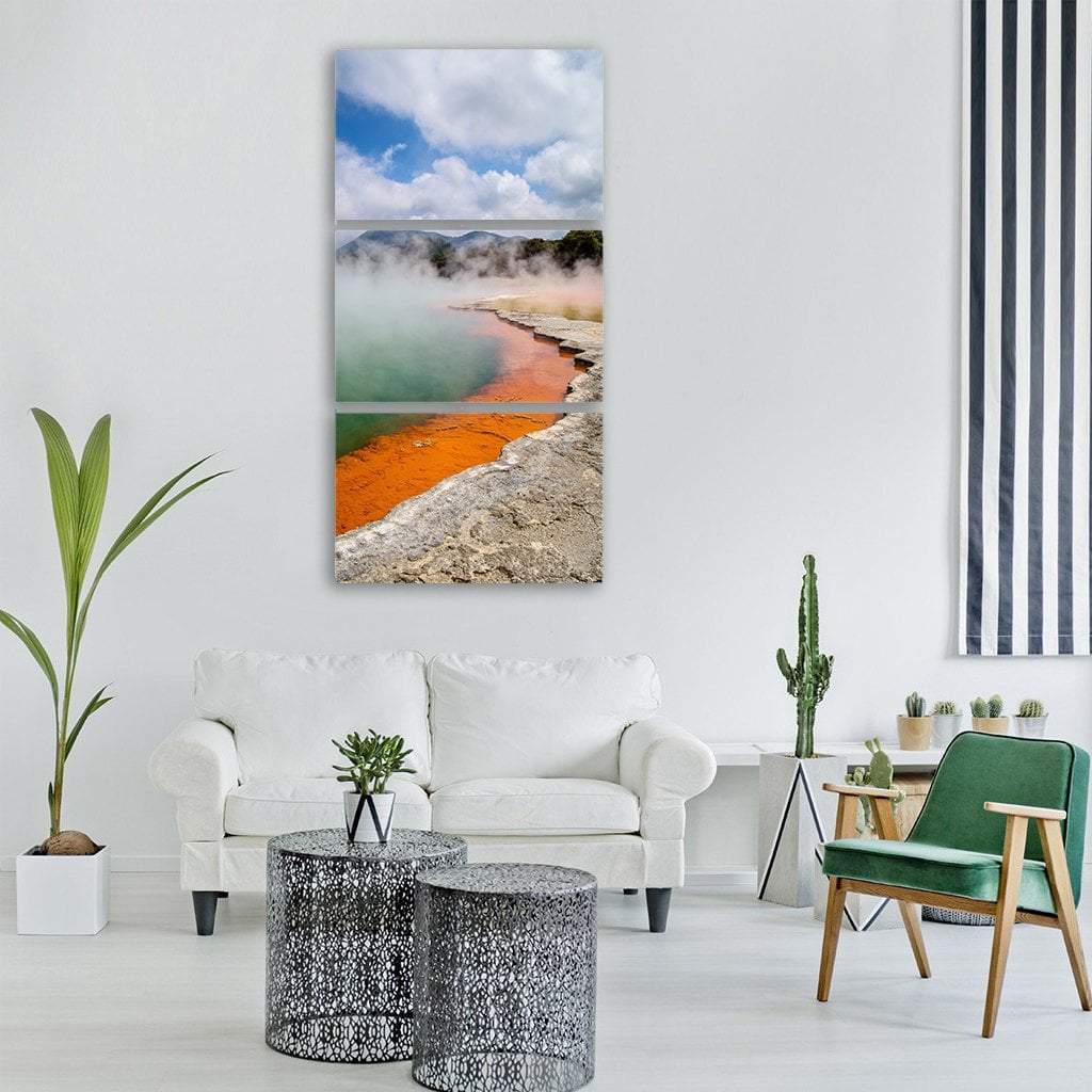 Wai-O-Tapu In New Zealand Vertical Canvas Wall Art-3 Vertical-Gallery Wrap-12" x 25"-Tiaracle
