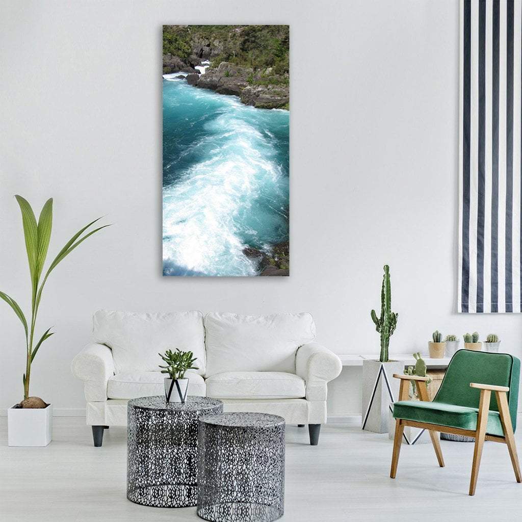 Waikato River Falls In New Zealand Vertical Canvas Wall Art-1 Vertical-Gallery Wrap-12" x 24"-Tiaracle