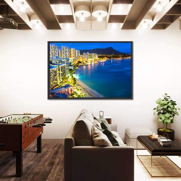 Waikiki Beach In Honolulu Canvas Wall Art-5 Horizontal-Gallery Wrap-22" x 12"-Tiaracle
