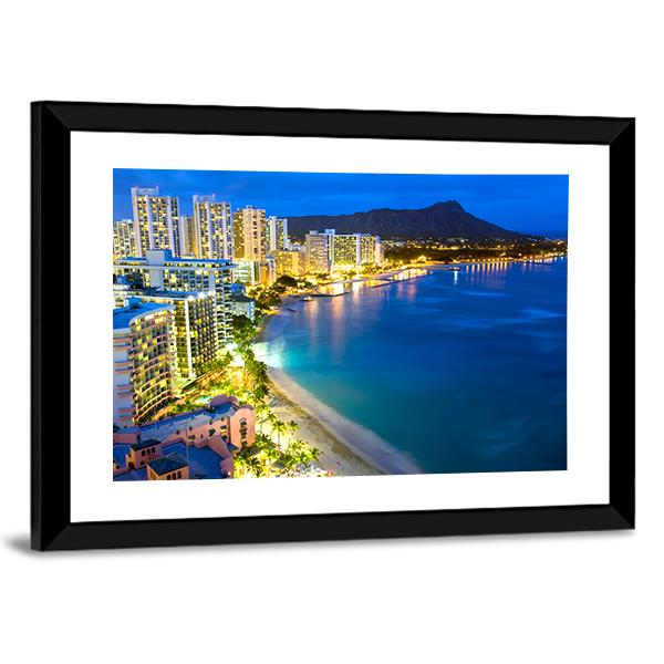 Waikiki Beach In Honolulu Canvas Wall Art-3 Horizontal-Gallery Wrap-25" x 16"-Tiaracle