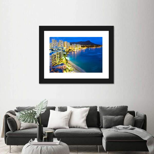 Waikiki Beach In Honolulu Canvas Wall Art-3 Horizontal-Gallery Wrap-25" x 16"-Tiaracle
