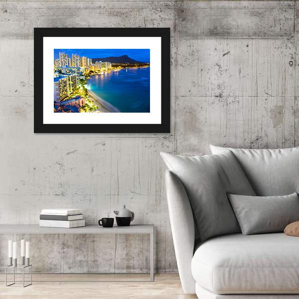 Waikiki Beach In Honolulu Canvas Wall Art-3 Horizontal-Gallery Wrap-25" x 16"-Tiaracle