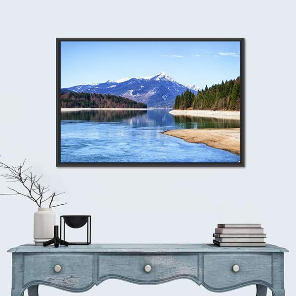 Walchensee Lake In Bavaria Canvas Wall Art-1 Piece-Floating Frame-24" x 16"-Tiaracle