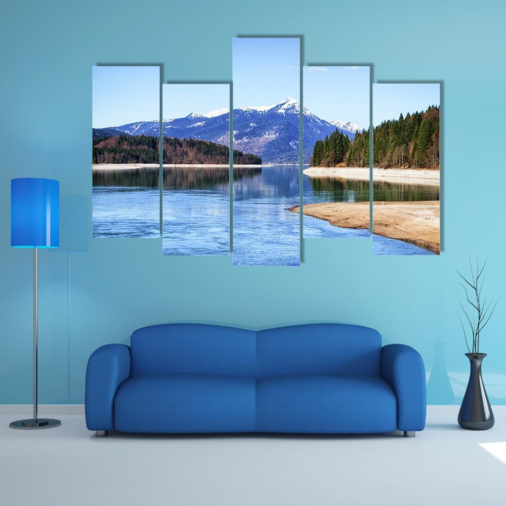 Walchensee Lake In Bavaria Canvas Wall Art-5 Pop-Gallery Wrap-47" x 32"-Tiaracle