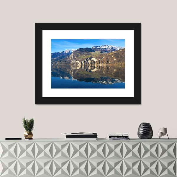 Walensee Lake In Switzerland Canvas Wall Art-1 Piece-Framed Print-20" x 16"-Tiaracle