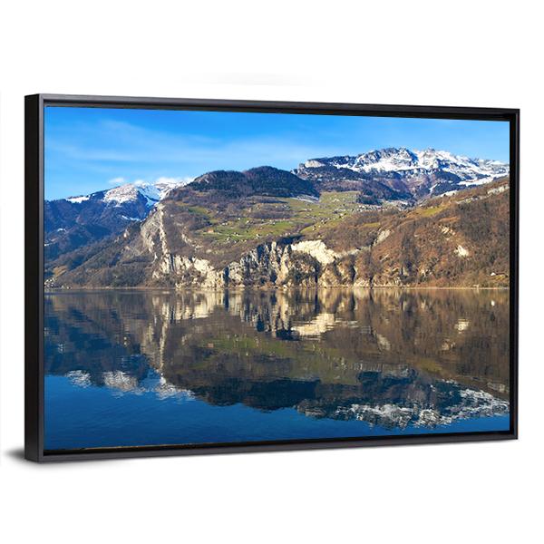 Walensee Lake In Switzerland Canvas Wall Art-3 Horizontal-Gallery Wrap-25" x 16"-Tiaracle