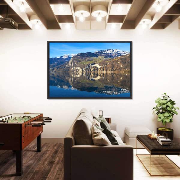 Walensee Lake In Switzerland Canvas Wall Art-3 Horizontal-Gallery Wrap-25" x 16"-Tiaracle