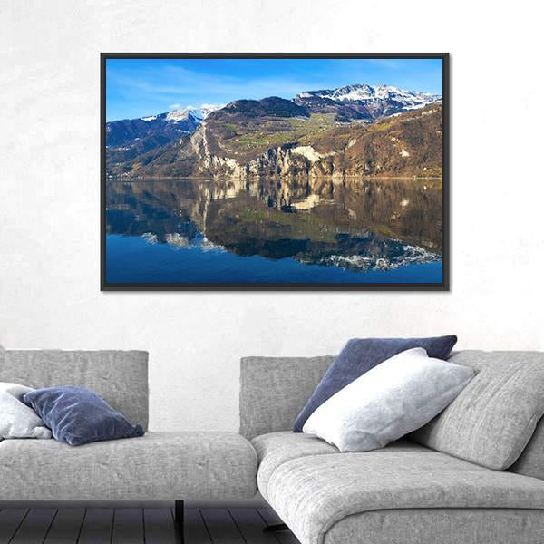 Walensee Lake In Switzerland Canvas Wall Art-3 Horizontal-Gallery Wrap-25" x 16"-Tiaracle