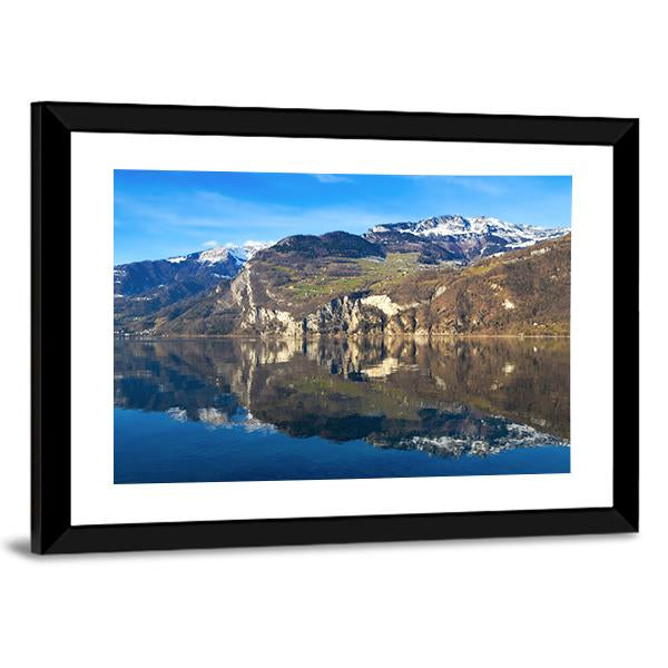 Walensee Lake In Switzerland Canvas Wall Art-3 Horizontal-Gallery Wrap-25" x 16"-Tiaracle