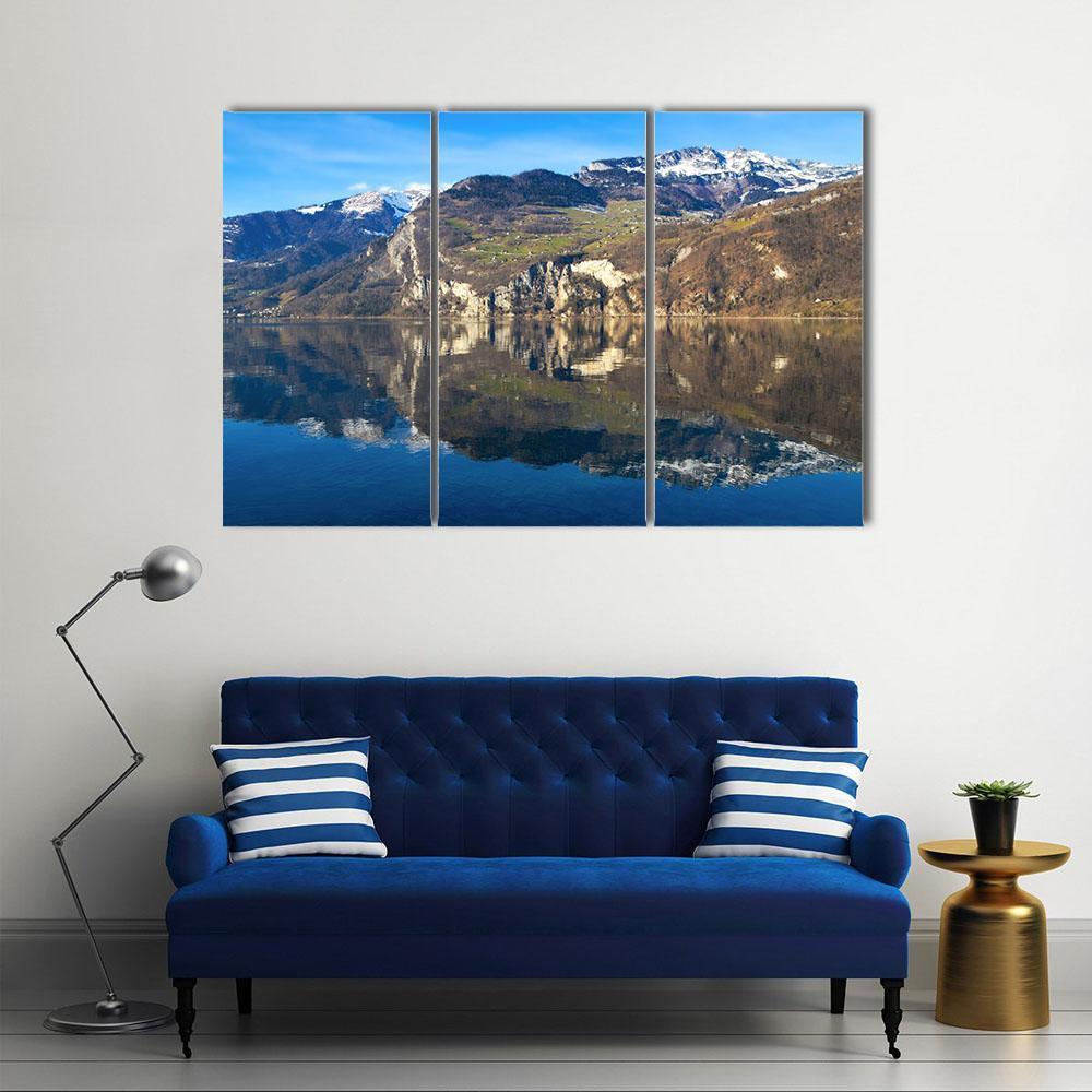 Walensee Lake In Switzerland Canvas Wall Art-3 Horizontal-Gallery Wrap-37" x 24"-Tiaracle