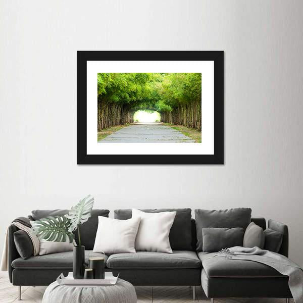 Walkway Flanked On Both Sides With Bamboo Forest Canvas Wall Art-5 Horizontal-Gallery Wrap-22" x 12"-Tiaracle