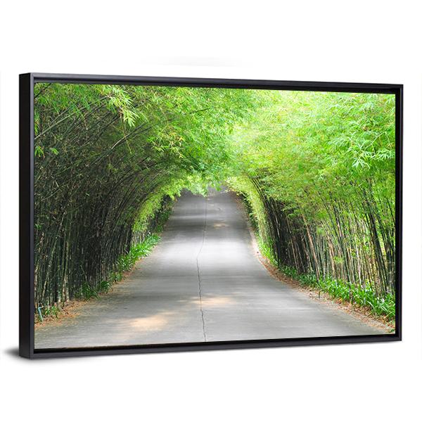 Walkway Of Bamboo Road Canvas Wall Art-3 Horizontal-Gallery Wrap-25" x 16"-Tiaracle