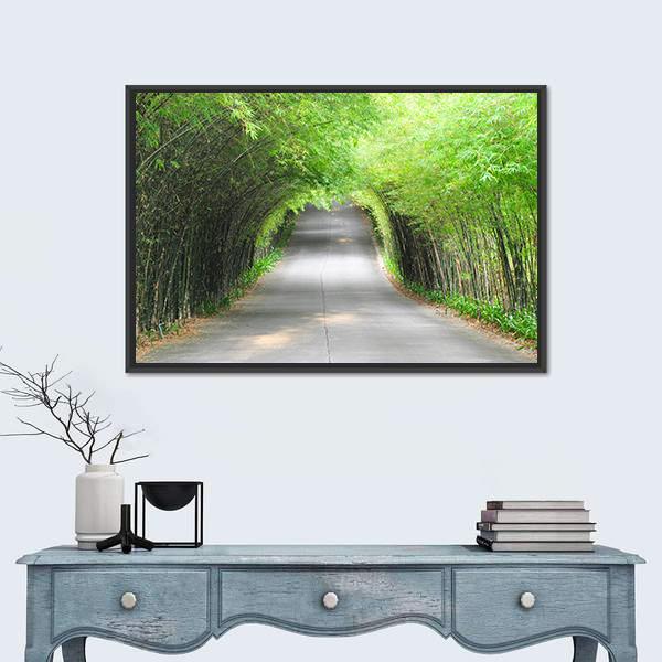 Walkway Of Bamboo Road Canvas Wall Art-3 Horizontal-Gallery Wrap-25" x 16"-Tiaracle