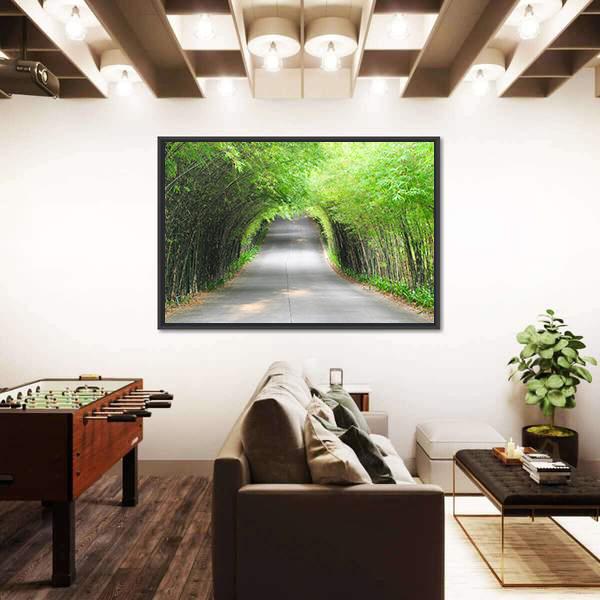 Walkway Of Bamboo Road Canvas Wall Art-3 Horizontal-Gallery Wrap-25" x 16"-Tiaracle