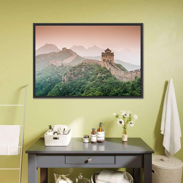 Wall Of China At Jinshanling Section Canvas Wall Art-1 Piece-Floating Frame-24" x 16"-Tiaracle