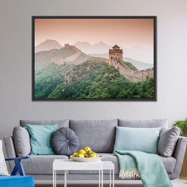 Wall Of China At Jinshanling Section Canvas Wall Art-3 Horizontal-Gallery Wrap-25" x 16"-Tiaracle