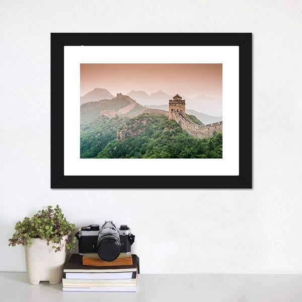 Wall Of China At Jinshanling Section Canvas Wall Art-1 Piece-Framed Print-20" x 16"-Tiaracle