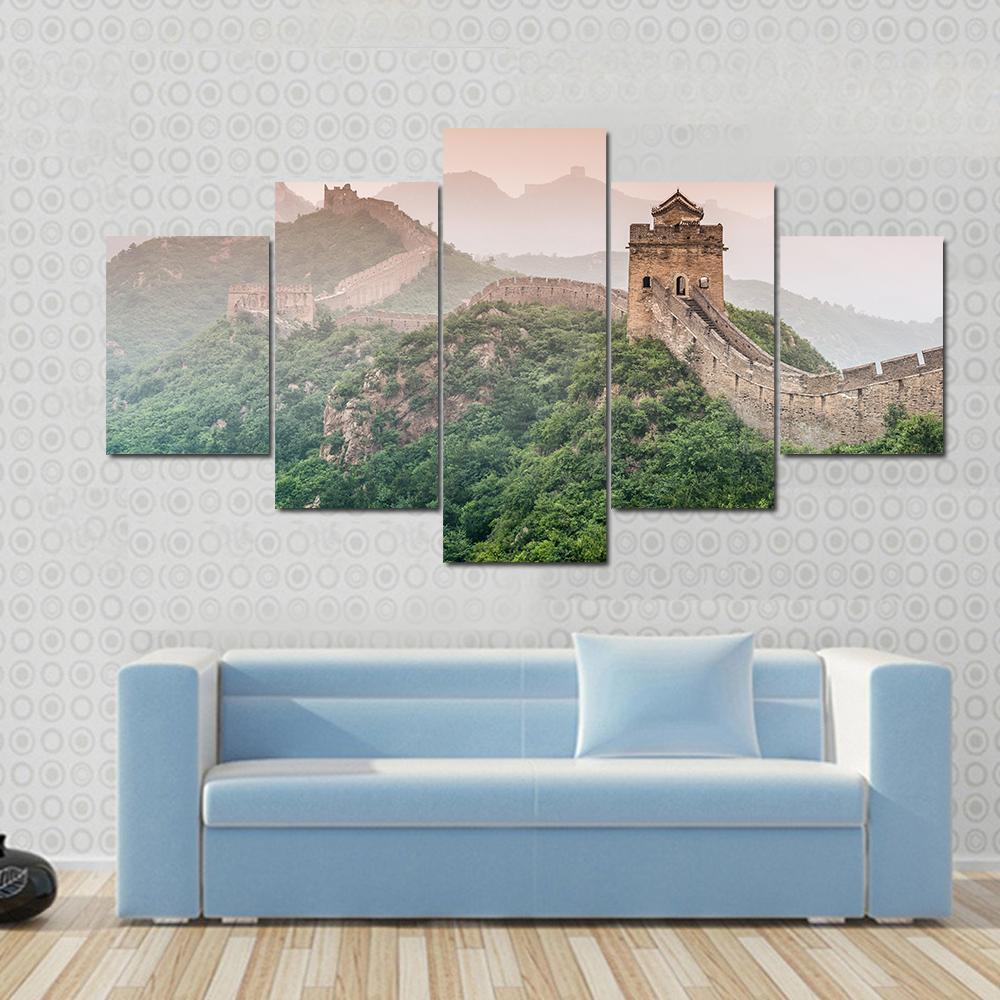 Wall Of China At Jinshanling Section Canvas Wall Art-5 Star-Gallery Wrap-62" x 32"-Tiaracle