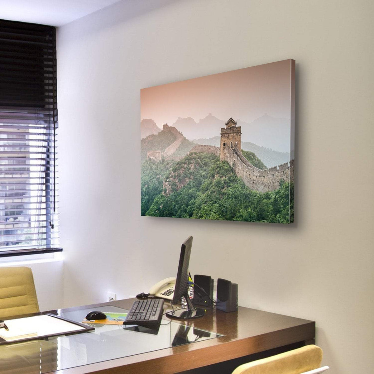 Wall Of China At Jinshanling Section Canvas Wall Art-3 Horizontal-Gallery Wrap-25" x 16"-Tiaracle