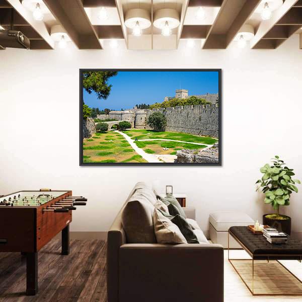 Walls And Grounds Of Old Town Rhodes Dodecanese Canvas Wall Art-3 Horizontal-Gallery Wrap-25" x 16"-Tiaracle