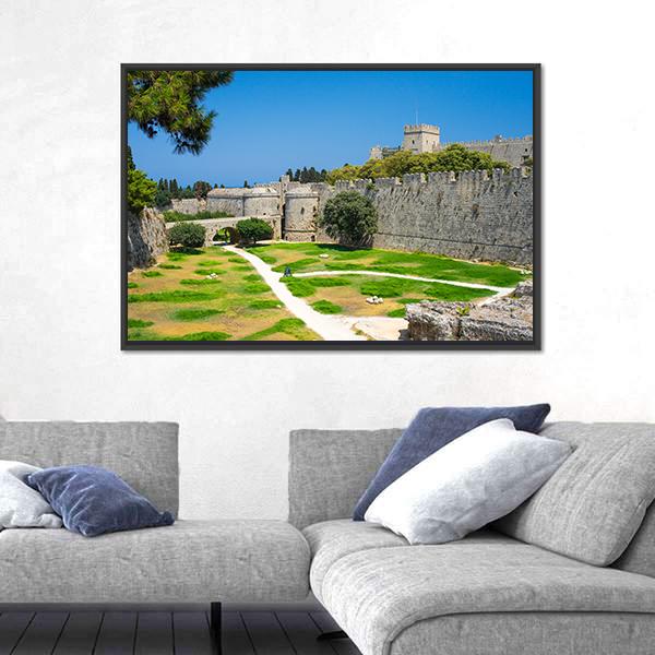 Walls And Grounds Of Old Town Rhodes Dodecanese Canvas Wall Art-3 Horizontal-Gallery Wrap-25" x 16"-Tiaracle