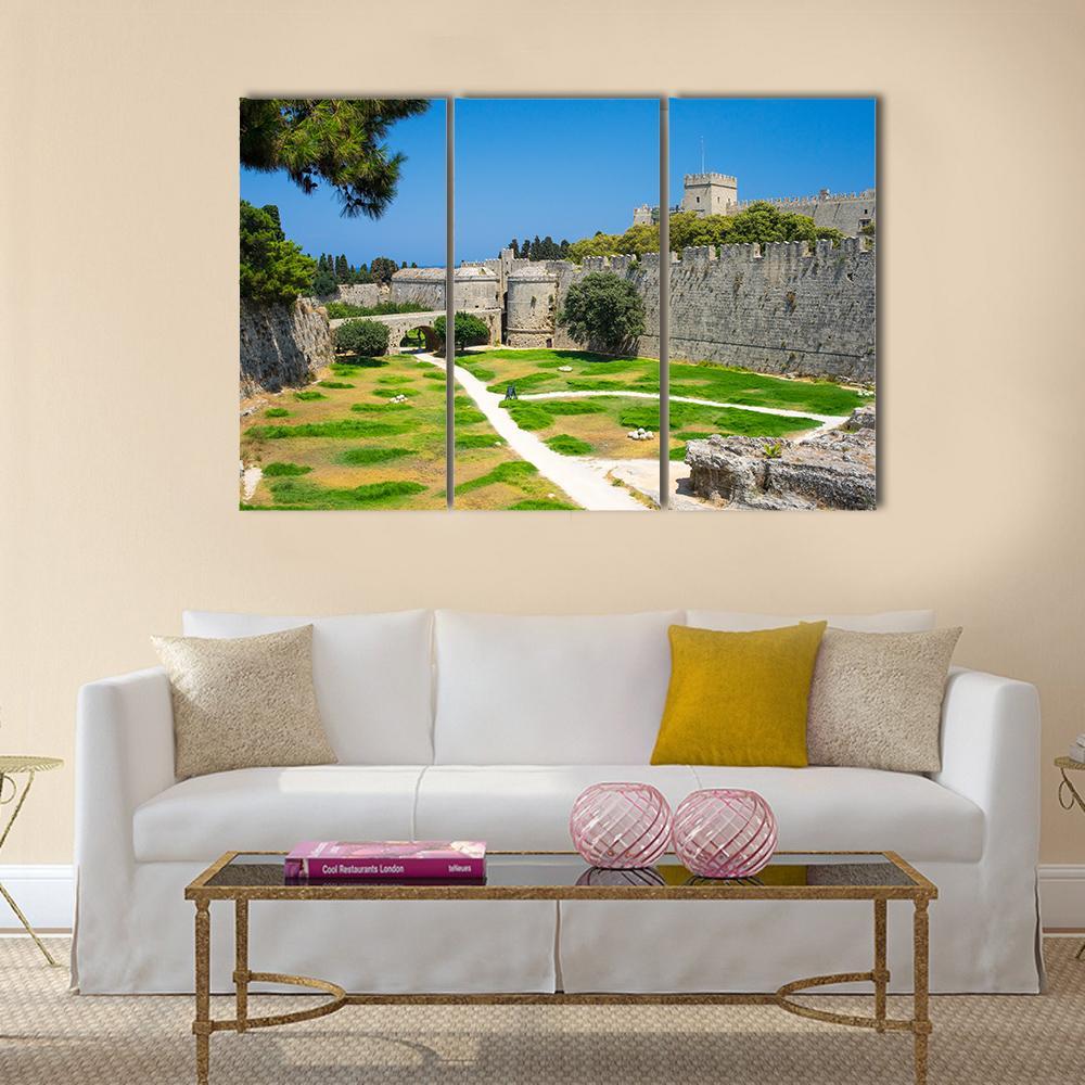 Walls And Grounds Of Old Town Rhodes Dodecanese Canvas Wall Art-3 Horizontal-Gallery Wrap-37" x 24"-Tiaracle