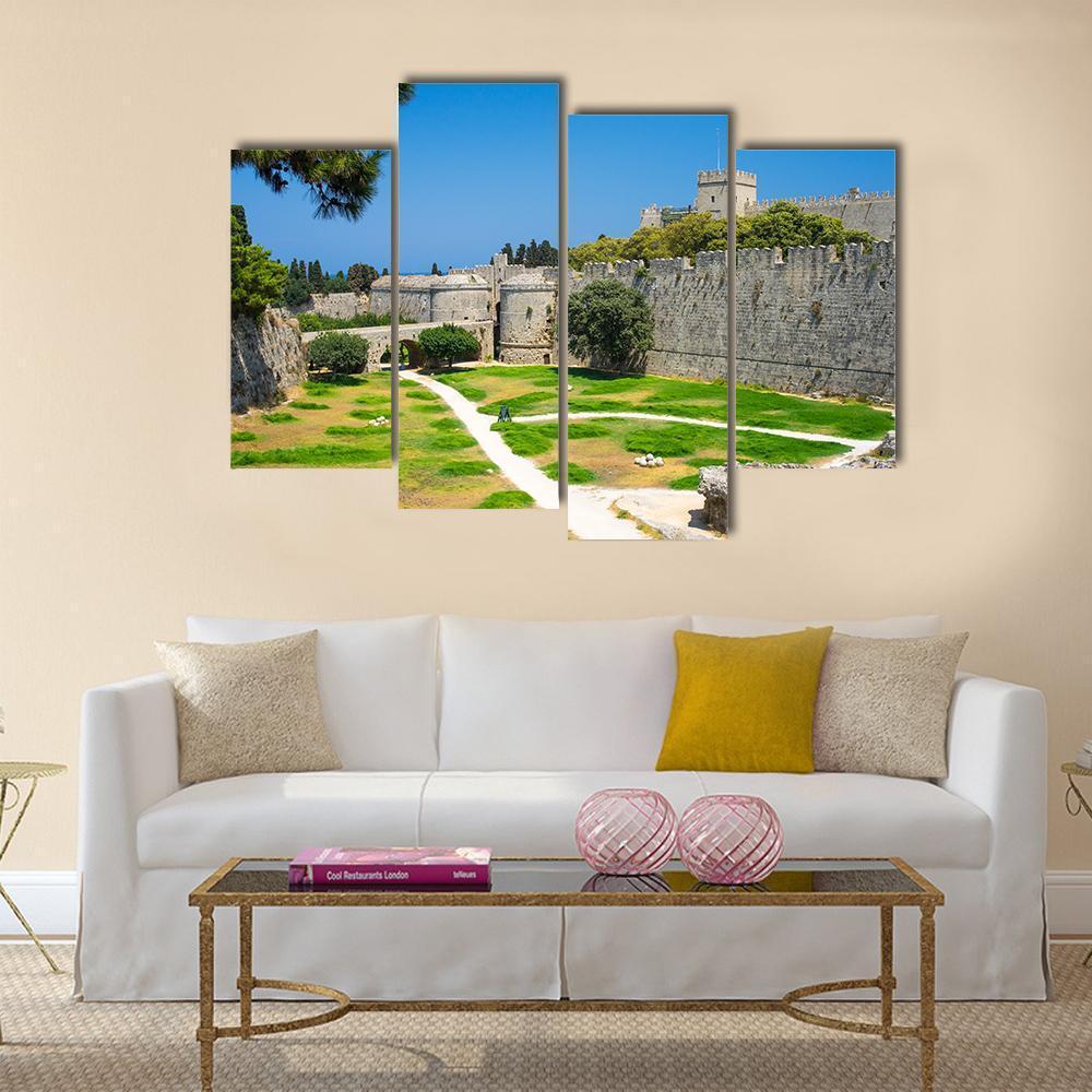 Walls And Grounds Of Old Town Rhodes Dodecanese Canvas Wall Art-4 Pop-Gallery Wrap-50" x 32"-Tiaracle