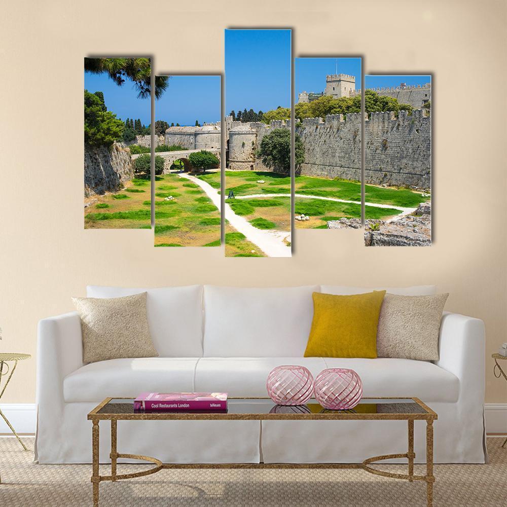 Walls And Grounds Of Old Town Rhodes Dodecanese Canvas Wall Art-5 Pop-Gallery Wrap-47" x 32"-Tiaracle