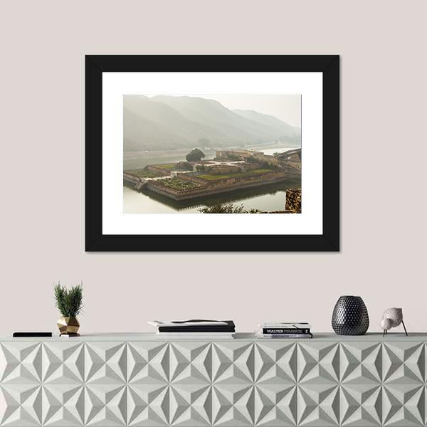 Walls Of The Amer Fort Canvas Wall Art-1 Piece-Framed Print-20" x 16"-Tiaracle