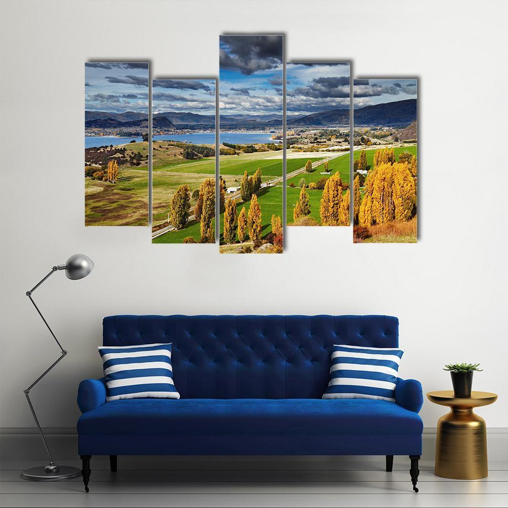 Lake Wanaka In New Zealand Canvas Wall Art-5 Pop-Gallery Wrap-47" x 32"-Tiaracle