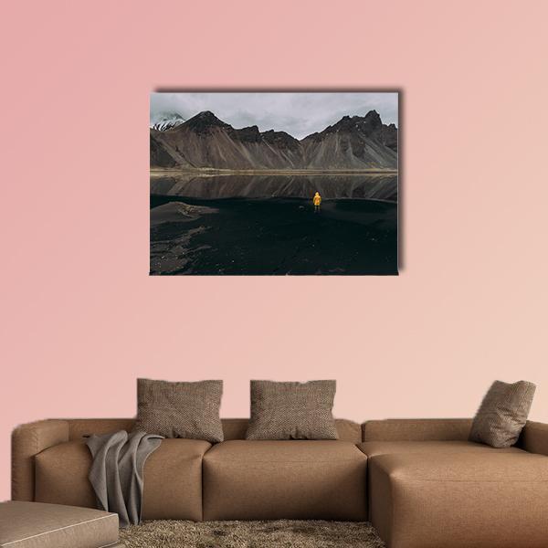 Wanderlust Explorer In Iceland Canvas Wall Art-1 Piece-Gallery Wrap-48" x 32"-Tiaracle