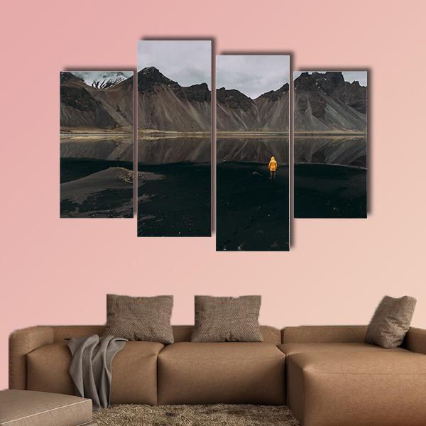 Wanderlust Explorer In Iceland Canvas Wall Art-4 Pop-Gallery Wrap-50" x 32"-Tiaracle