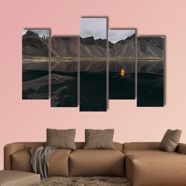 Wanderlust Explorer In Iceland Canvas Wall Art-5 Pop-Gallery Wrap-47" x 32"-Tiaracle