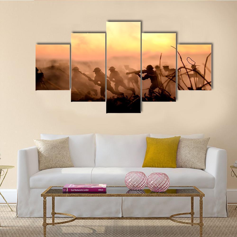War Concept Canvas Wall Art-5 Star-Gallery Wrap-62" x 32"-Tiaracle