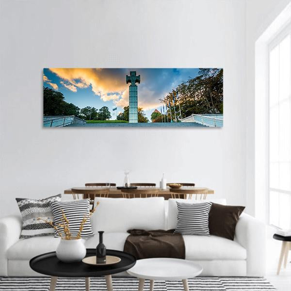 Freedom Square In Tallinn Panoramic Canvas Wall Art-1 Piece-36" x 12"-Tiaracle