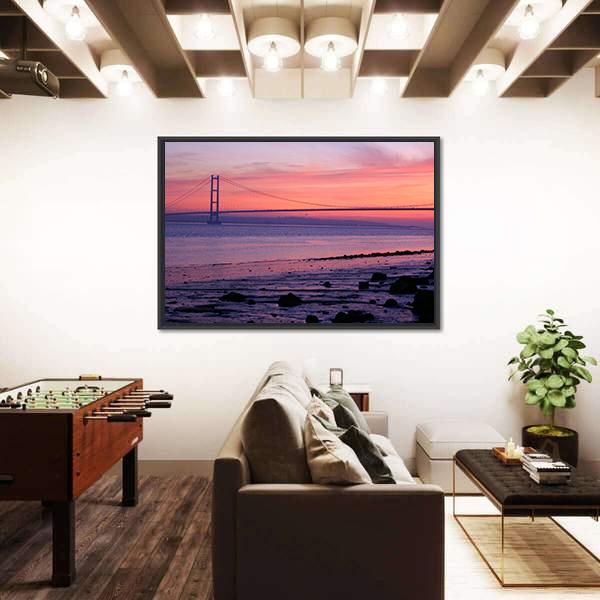 Warm Humber Bridge Canvas Wall Art-3 Horizontal-Gallery Wrap-25" x 16"-Tiaracle
