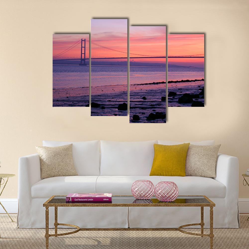 Warm Humber Bridge Canvas Wall Art-4 Pop-Gallery Wrap-50" x 32"-Tiaracle