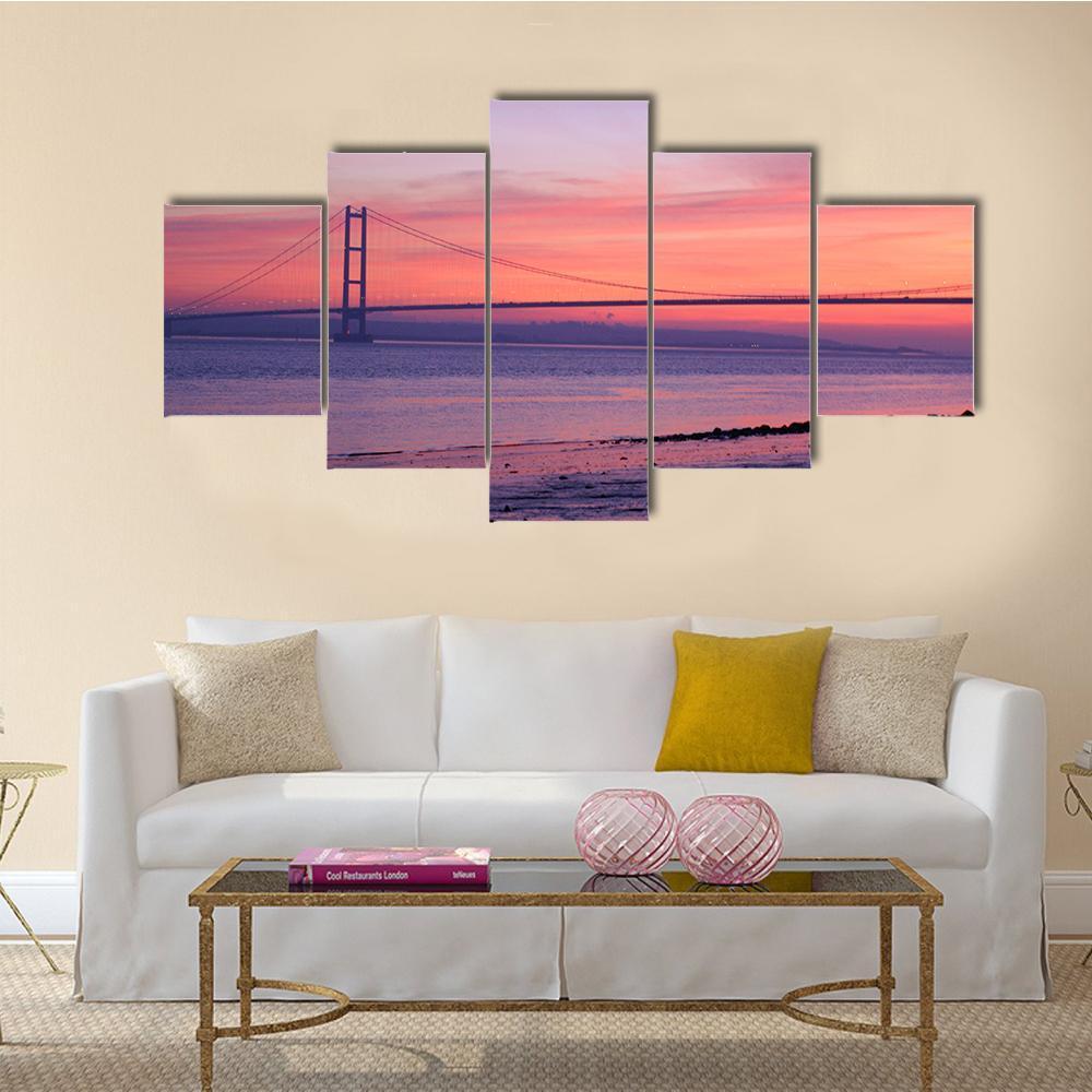 Warm Humber Bridge Canvas Wall Art-5 Star-Gallery Wrap-62" x 32"-Tiaracle