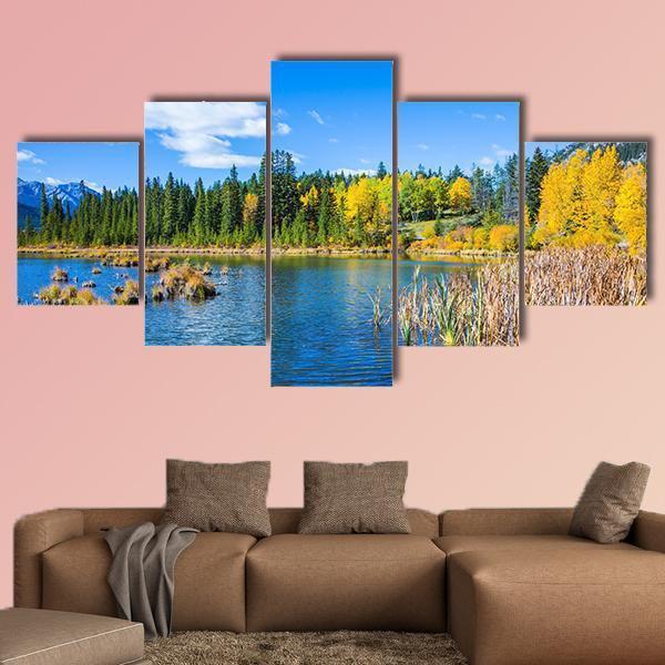 Warm Summer On The Lake Vermillon Canvas Wall Art-5 Star-Gallery Wrap-62" x 32"-Tiaracle