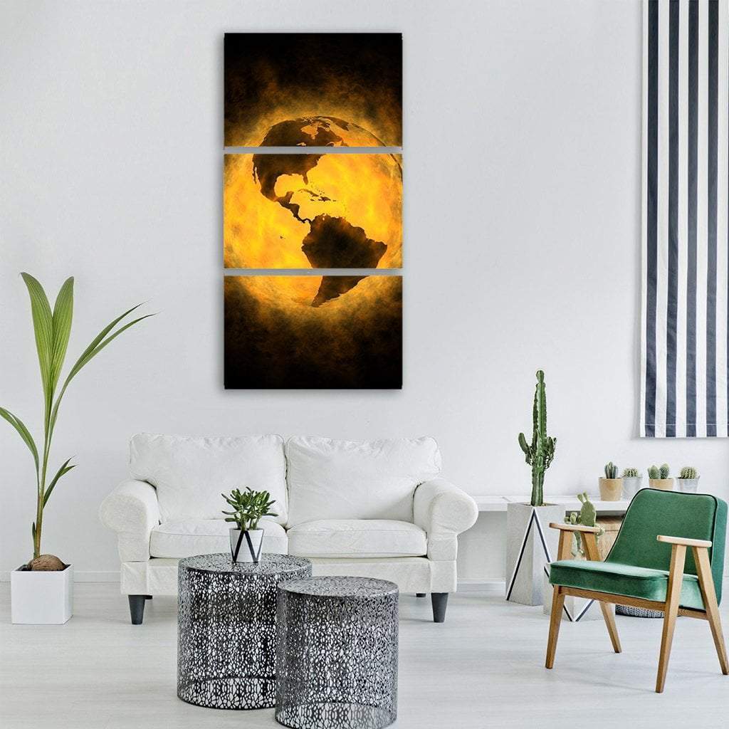 Planet Earth Warming Vertical Canvas Wall Art-3 Vertical-Gallery Wrap-12" x 25"-Tiaracle